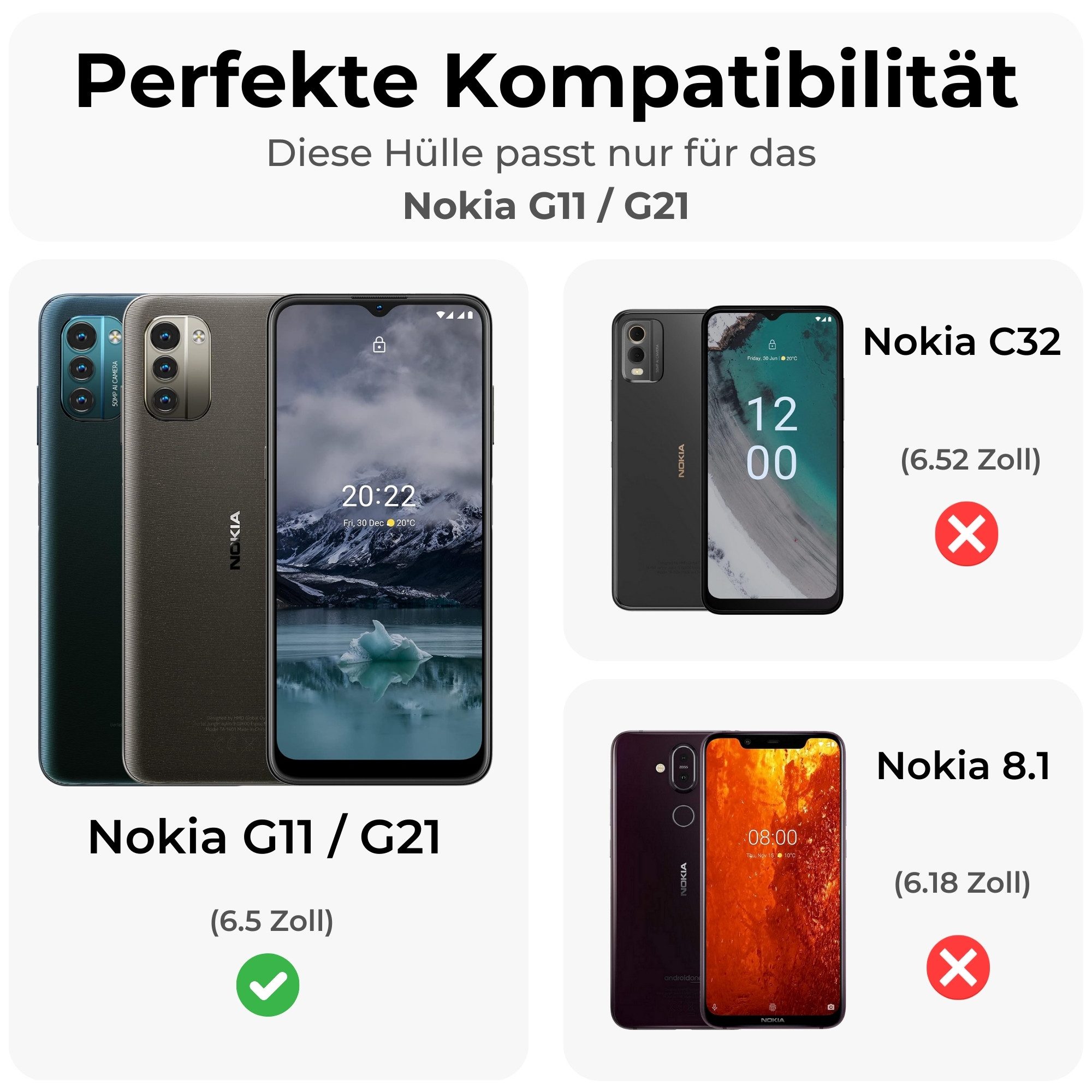 betterfon Handyhülle Panzerhülle für Nokia G11 G21 mit Kameraschutz & Ringhalter, Outdoorhülle mit Smartstand und Silikonkern – Bild 2 von 5