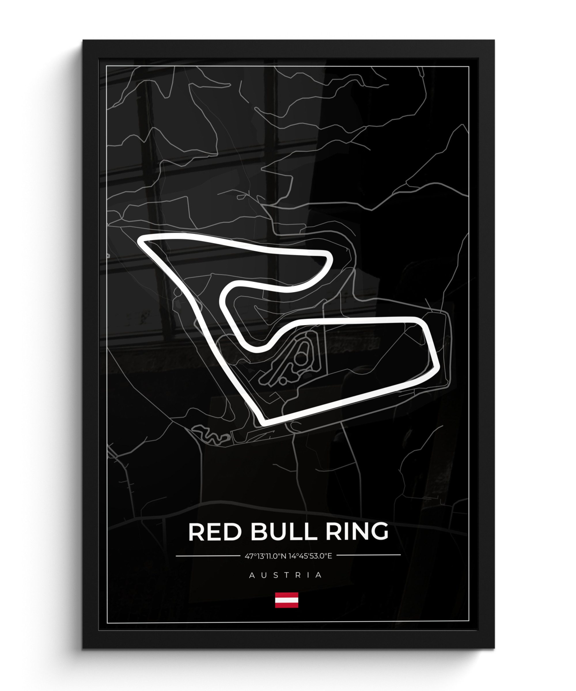 MuchoWow Poster F1 - Rennstrecke - Red Bull Ring - Österreich - Rennstrecke - Schwarz, (1 St), Bilderrahmen, Zimmer Deko, Bild für Wohnzimmer, 20x30 cm