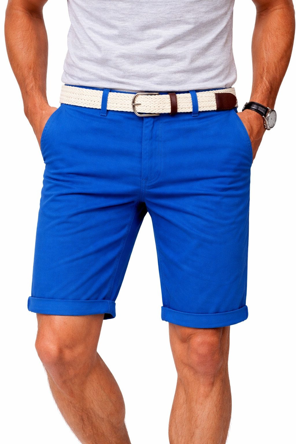 geographical norway Bermudas Chino Shorts kurze Hose Bermuda Knielang Stoff bequem mit Gürtel short
