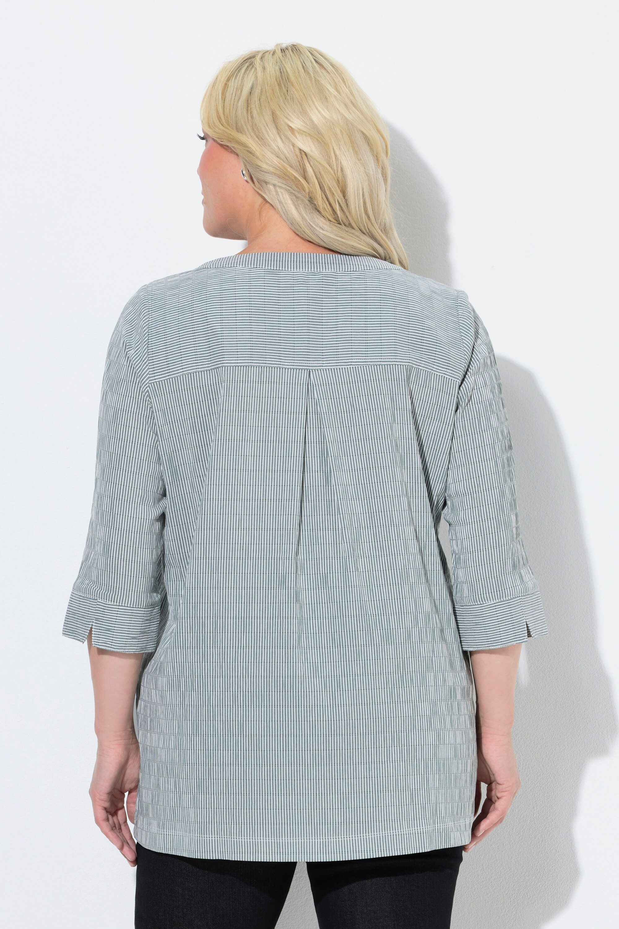 Ulla Popken Tunika Bubble-Tunika Herzausschnitt Biesen 3/4-Arm