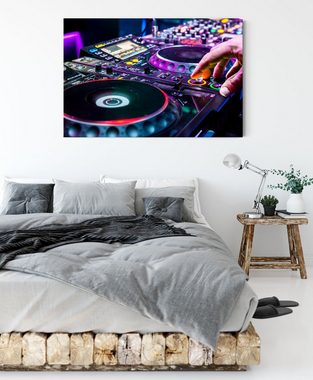 Pixxprint Leinwandbild Modern beleuchteter DJ Pult, Modern beleuchteter DJ Pult (1 St), Leinwandbild fertig bespannt, inkl. Zackenaufhänger