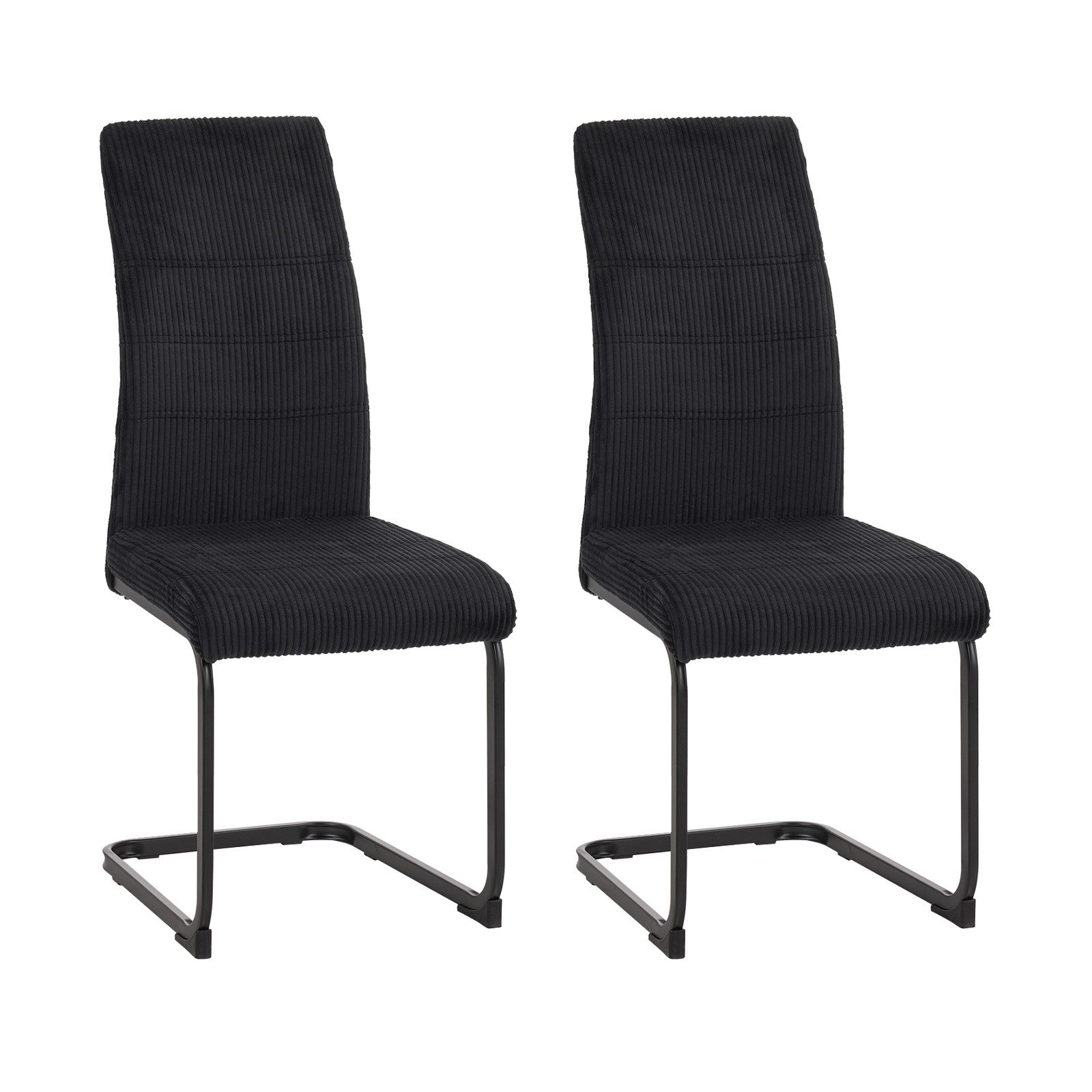 HTI-Living Esszimmerstuhl Schwingstuhl SallyP Cordstoff Schwarz (Set, 2 St), Esszimmerstuhl mit schwarzem Metall-Kufengestell