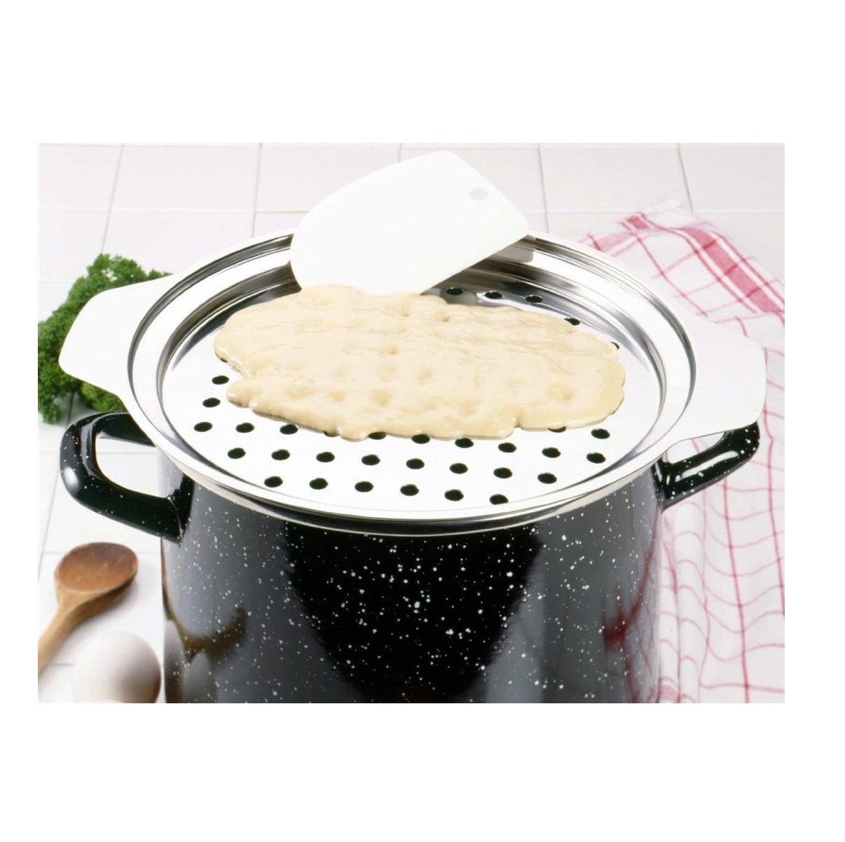 CHG Spätzlereibe Spätzleteller aus Edelstahl 27,5 x 1,8 cm für Spätzle, Hochwertig, langlebig, pflegeleicht