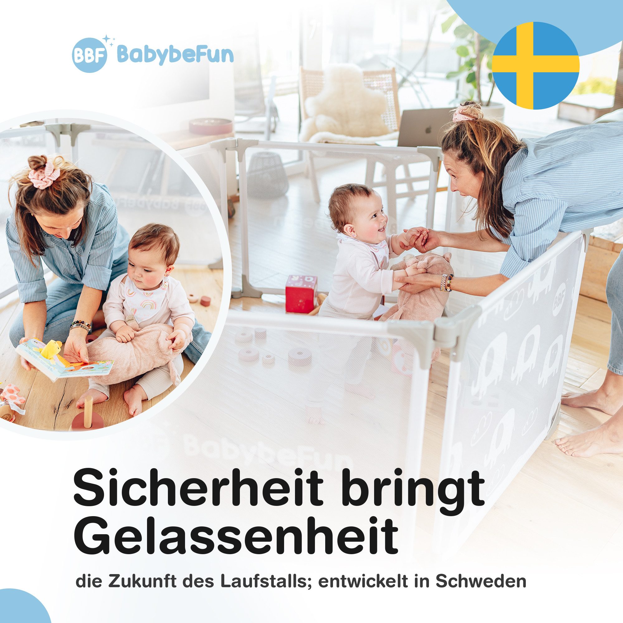 BabyBeFun Laufstall Baby faltbar [Extra Stabil] günstig online kaufen