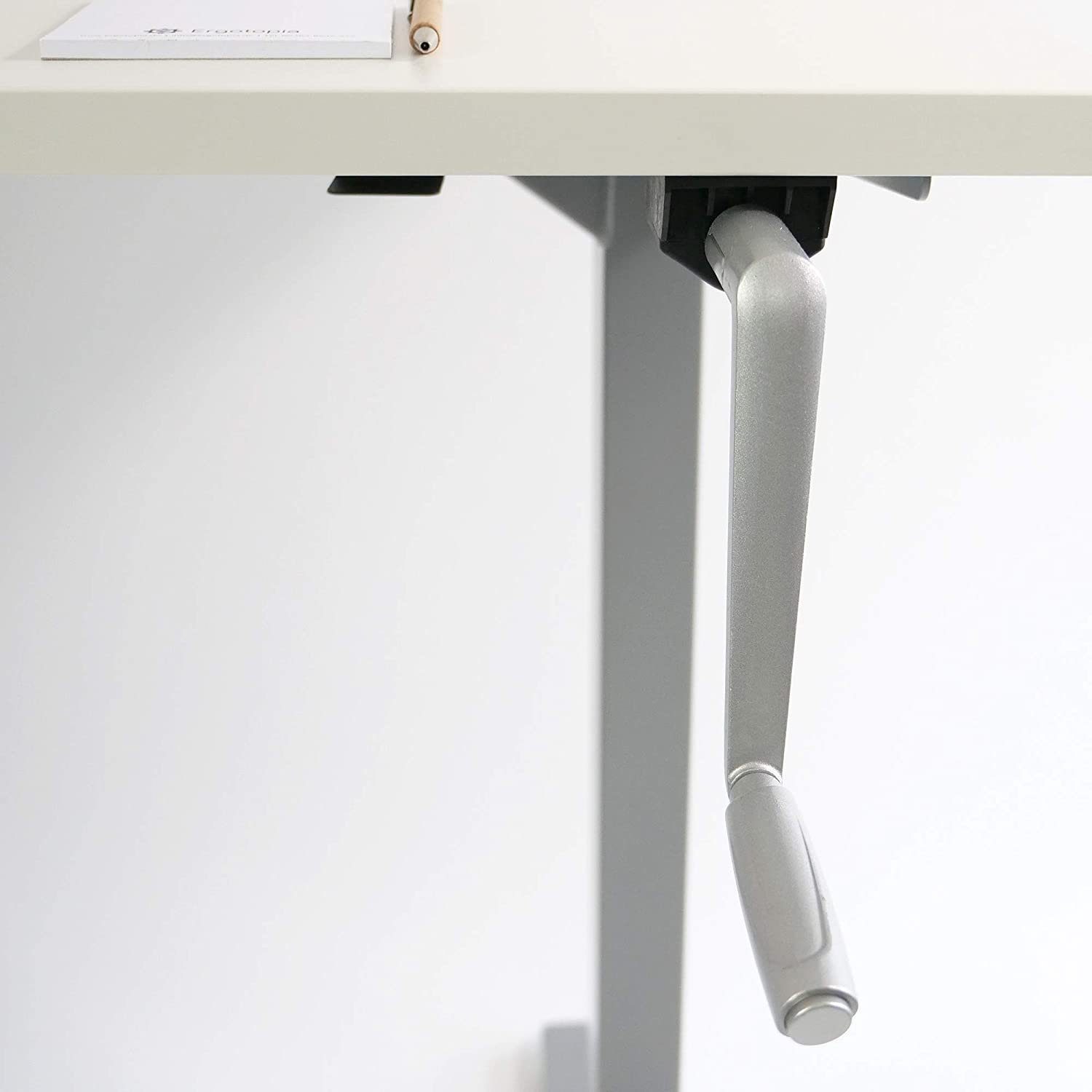 Tischgestell, Breite durch Kurbel Budget Ergotopia Schreibtisch Kurbel Desktopia verstellbar gängigen Tischplatten, für Höhenverstellbarkeit verstellbares Per Schreibtisch, Höhenverstellbarer Grau alle