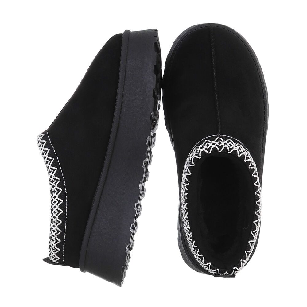 Ital-Design Die bequemen Plateau-Slipper Hausschuh (87475117) Flach Stiefeletten in Schwarz