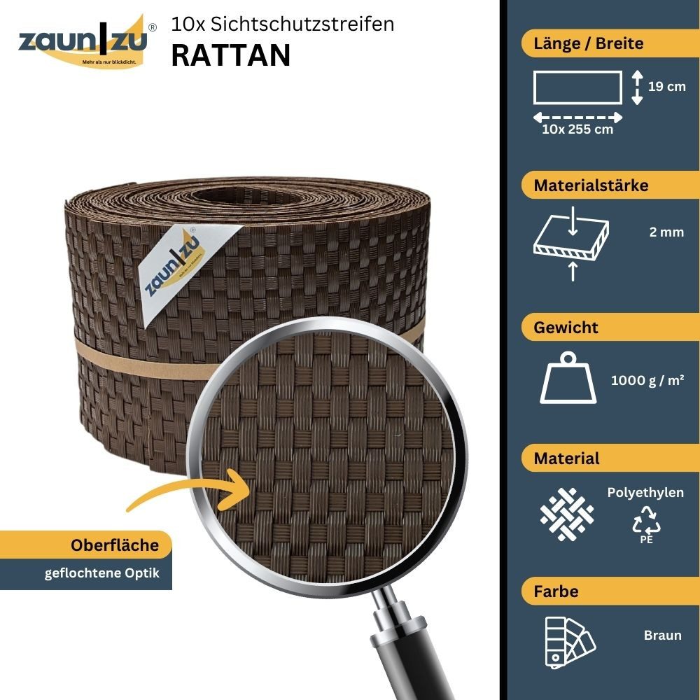 zaunzu Sichtschutzstreifen Rattan für Doppelstabmatten UV-beständig günstig online kaufen