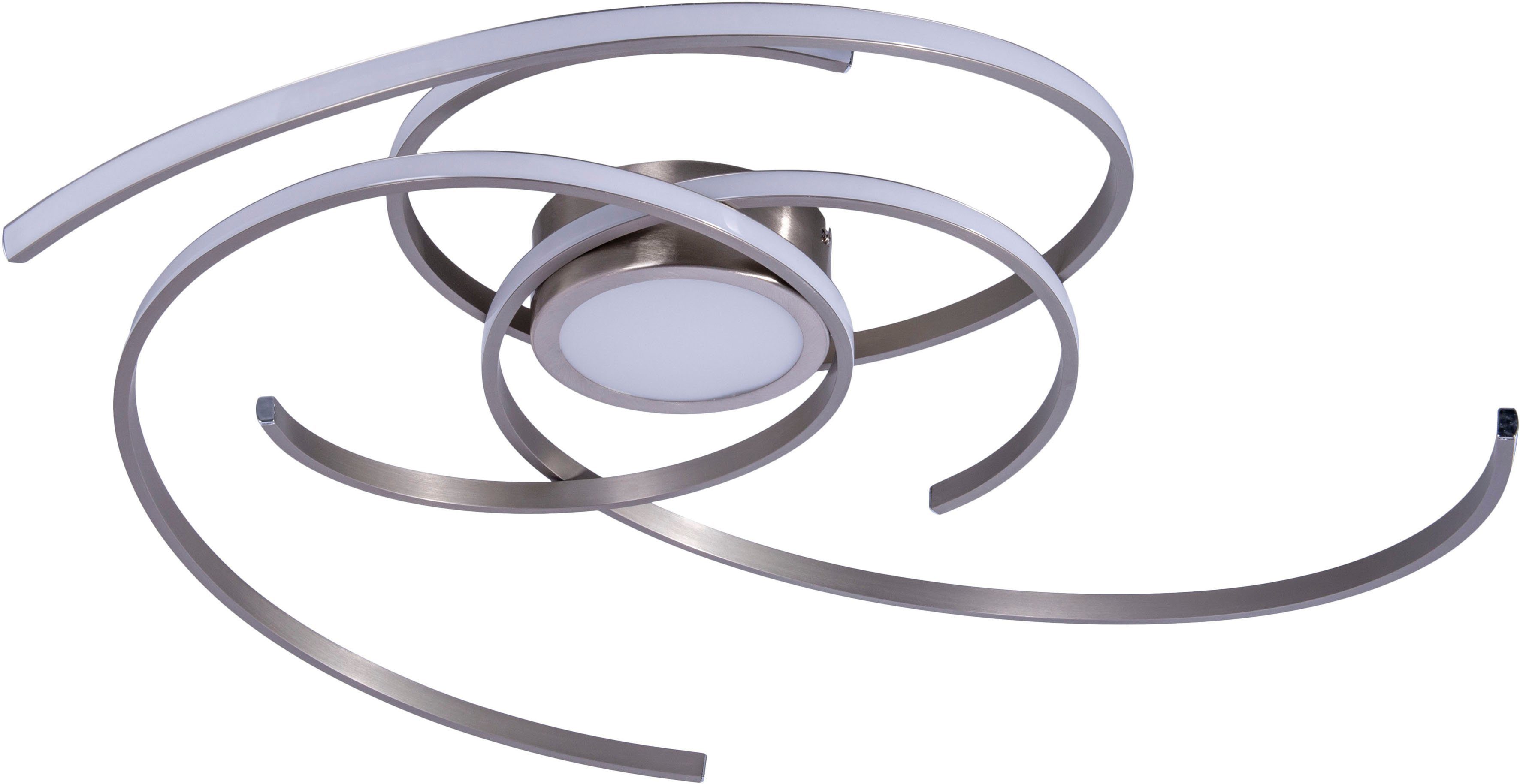 näve LED Deckenleuchte Radon, Dimmfunktion, LED fest integriert, Warmweiß, Deckenlampe, warmweiß, 35W, 3-Stufen-dimmbar, D: 75cm, satin-nickel