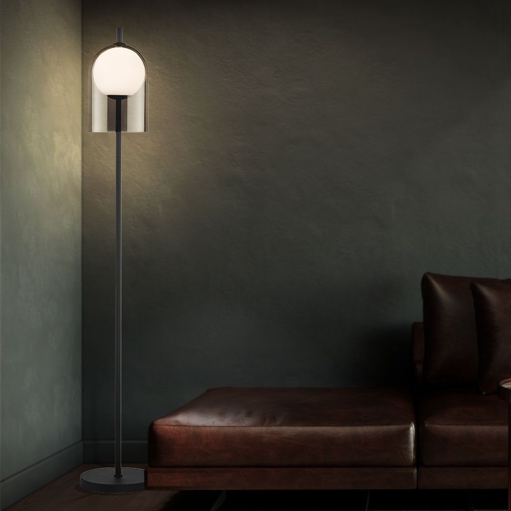 WOFI Stehlampe, Leuchtmittel nicht inklusive, Stehleuchte schwarz Standlampe Glas Stehlampe Wohnzimmer, Metall | Standleuchten