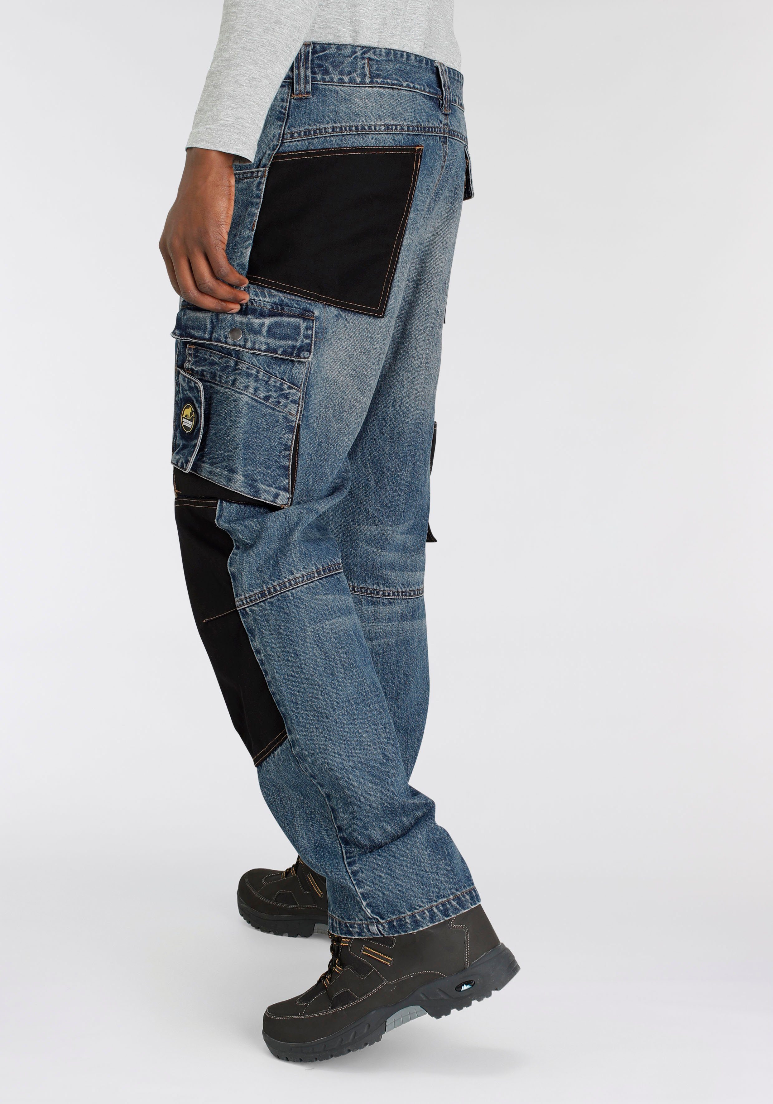 robuster Taschen, dehnbarem Multipocket Baumwolle, Knieverstärkung Cordura Arbeitshose Jeans aus Country fit) mit comfort Jeansstoff, (aus Bund, 100% 9 Northern praktischen