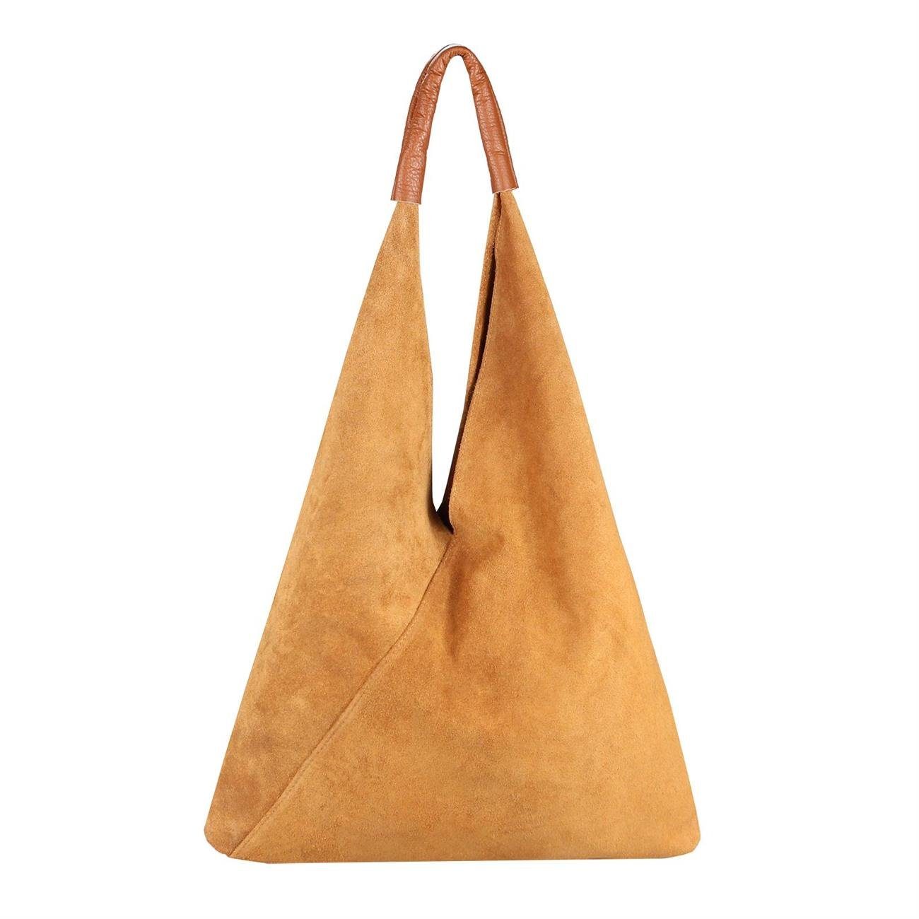 ITALYSHOP24 Schultertasche Made in Italy Damen XXL Leder Wildleder Tasche Shopper Umhängetasche, LEICHT SICHER & SMART unterm Arm tragbar …