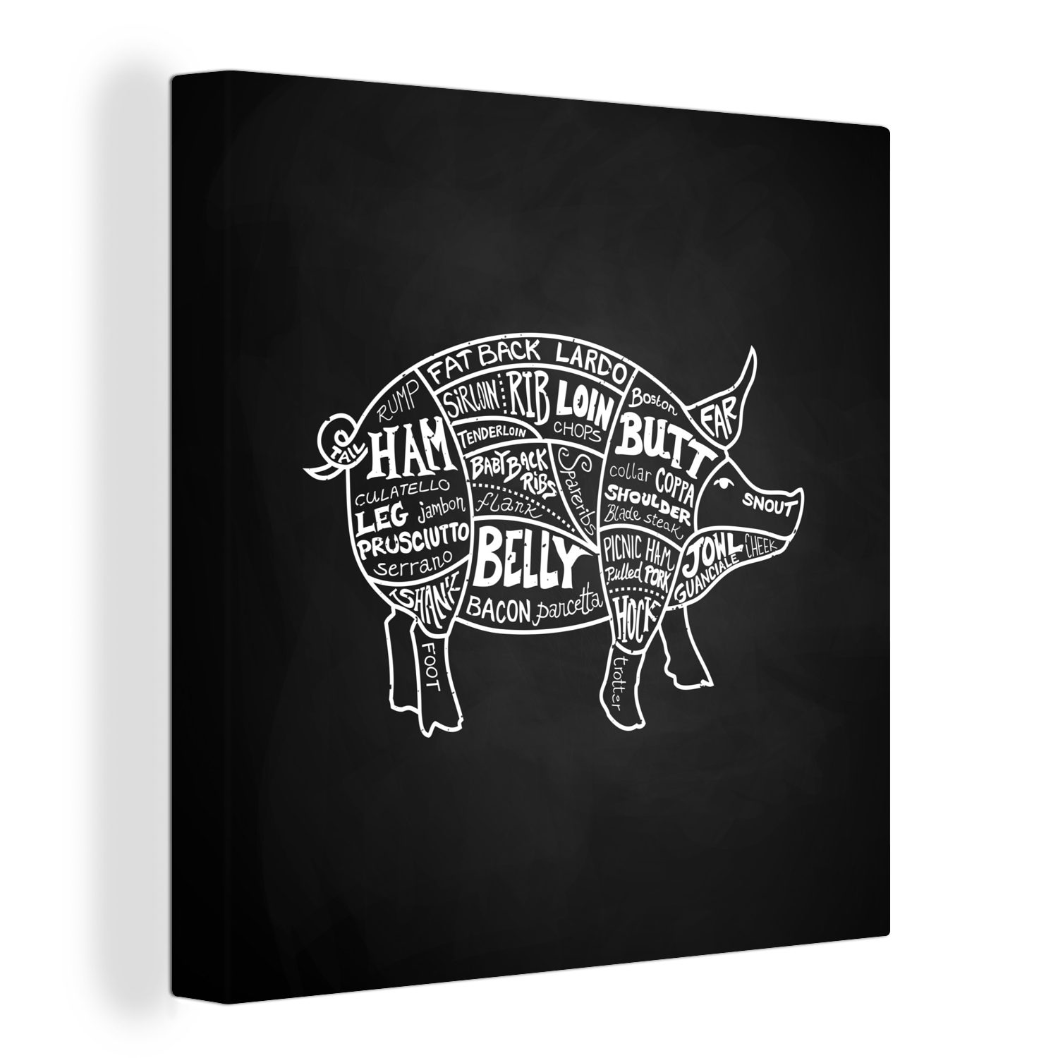OneMillionCanvasses® Leinwandbild Küche - Schwein - Fleisch, (1 St), Leinwand Bilder für Wohnzimmer Schlafzimmer