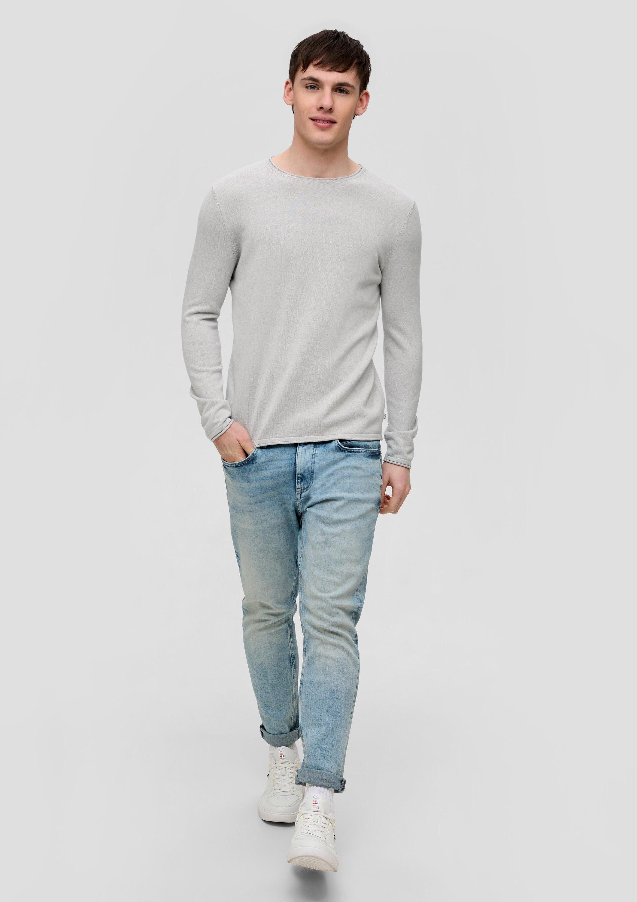 QS Longpullover Strickpullover Strickpullover mit Rollsaum