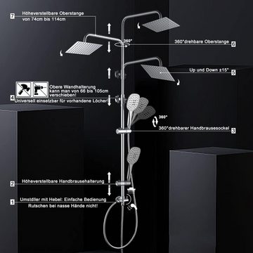 Görbach Duschsystem Duschset ohne Armatur Regendusche Überkopfbrauseset, Höhe 114 cm, 2 Strahlart(en), Hochwertiges Duschset für individuelles Wohlbefinden und Entspannung