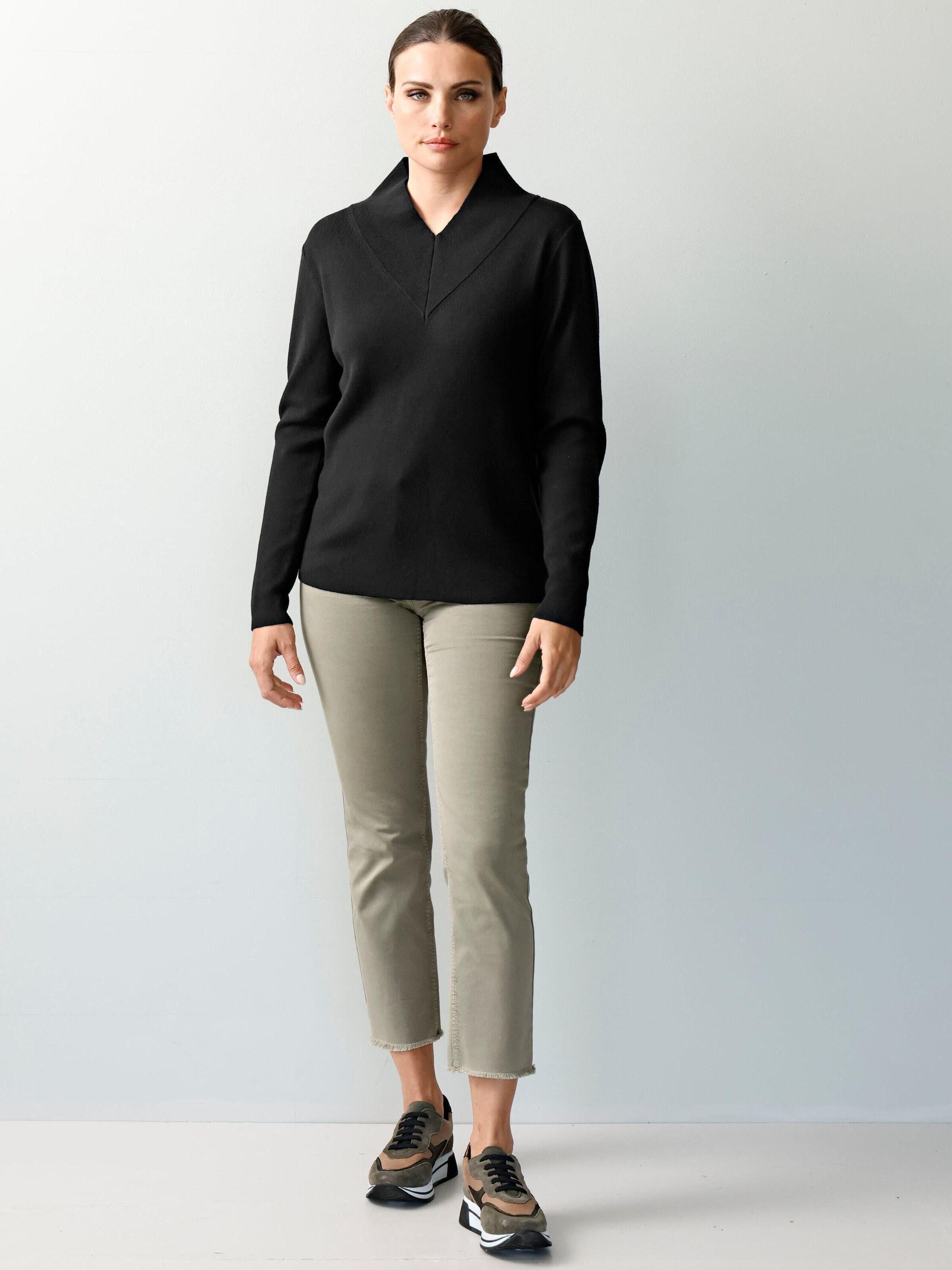Alba Moda Strickpullover Pullover mit breitem V-Ausschnitt