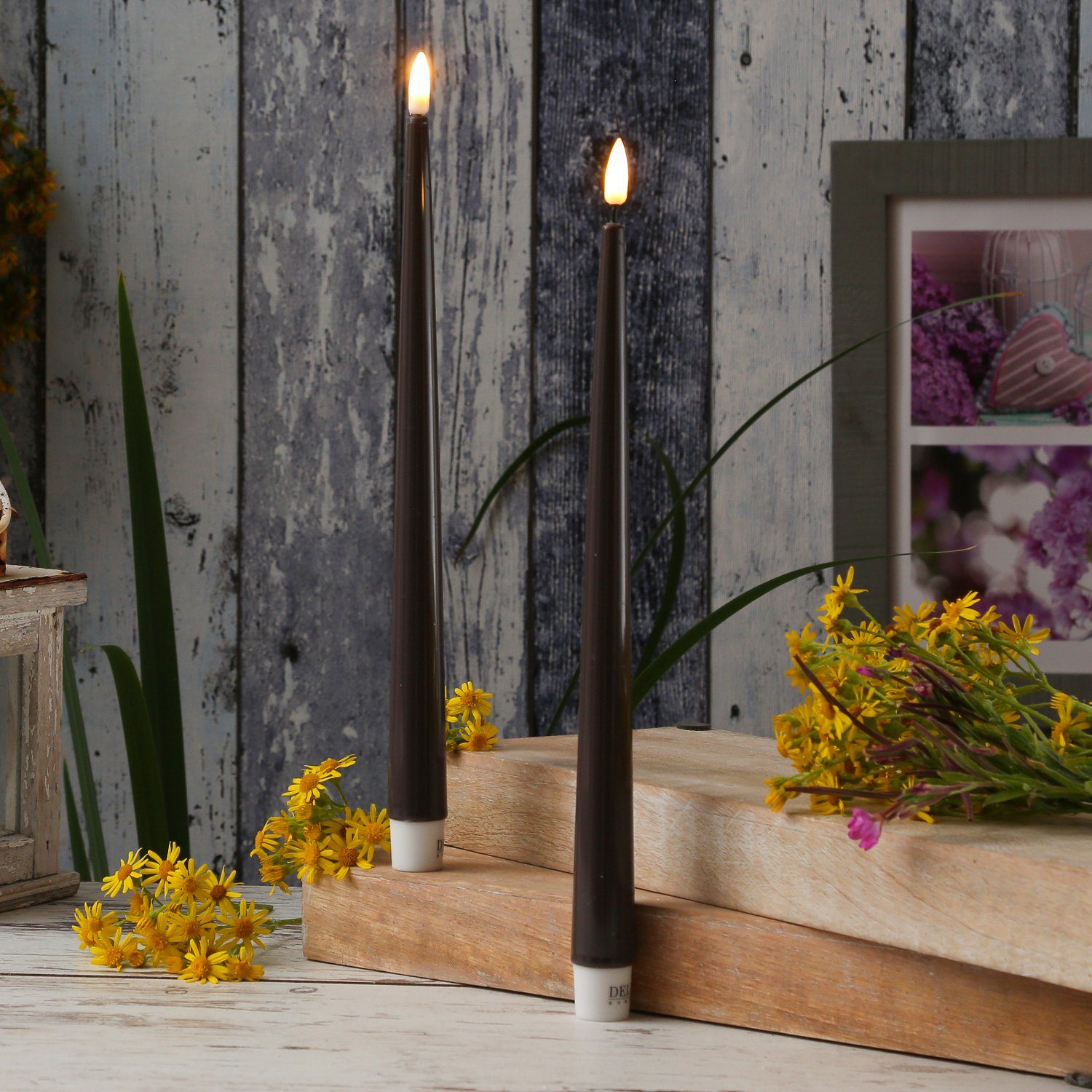 Deluxe Homeart LED-Kerze LED Stabkerzen ELLA Deluxe Lack Tafelkerze flacker günstig online kaufen