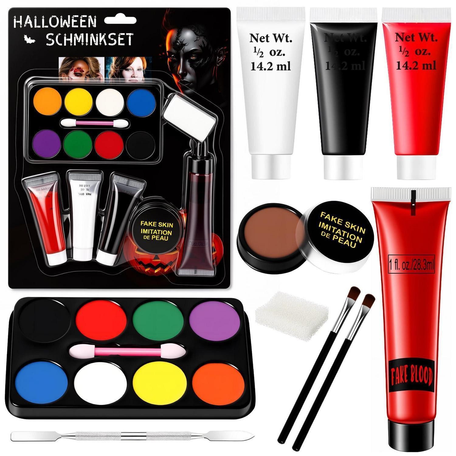 LuxusKollektion Theaterschminke Schminke Set Halloween Kunstblut Kinderschminke SFX (11-tlg)