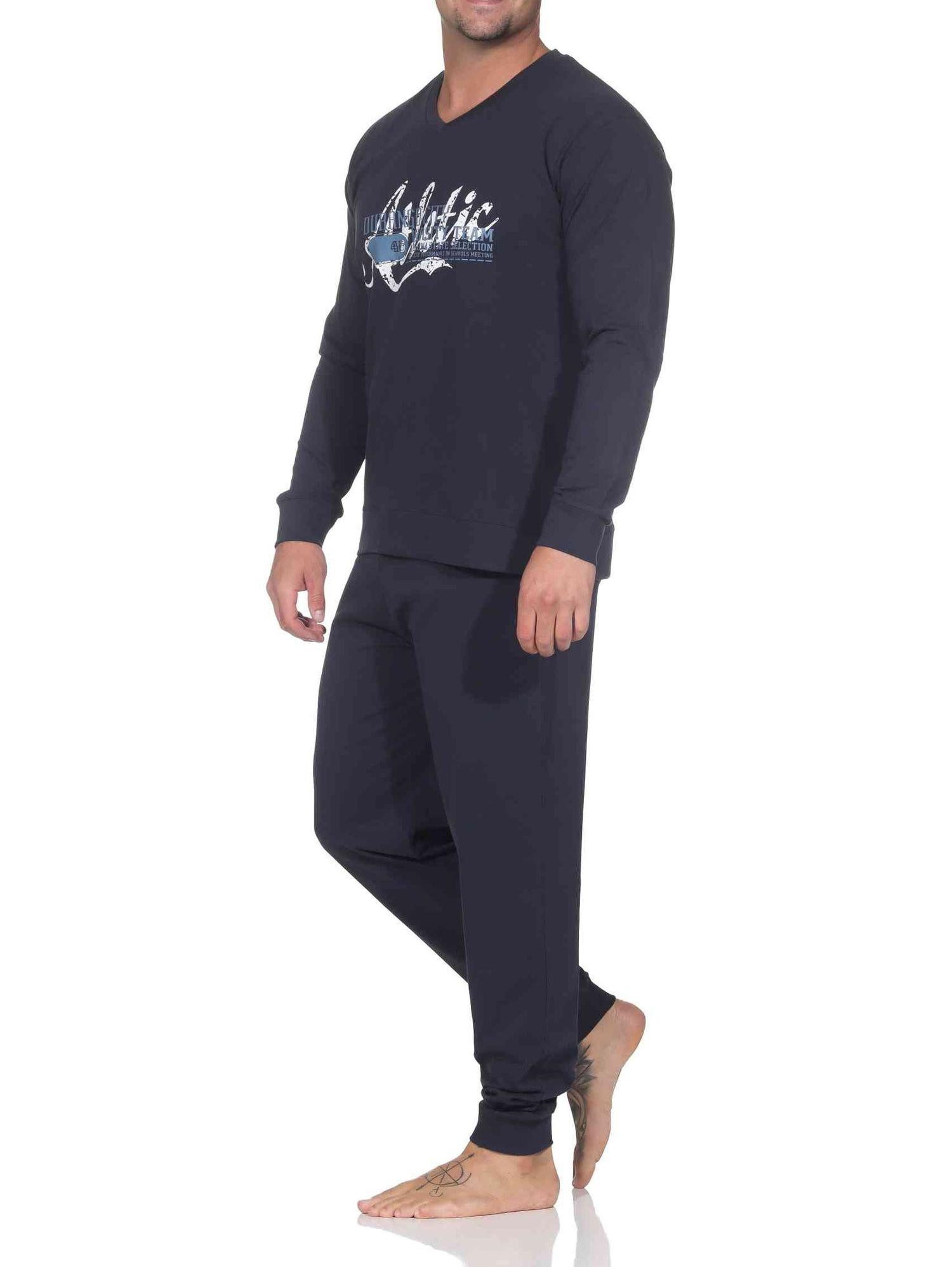 Normann Pyjama Normann Herren langarm Schlafanzug mit Bündchen Pyjama mit F günstig online kaufen