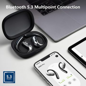 Oladance OWS Pro Open mit Multipoint-Verbindung bis zu 58 StundenWiedergabezeit In-Ear-Kopfhörer (Flexibler Titanbügel und breite Stützfläche für sicheren Halt den ganzen Tag., inklusive Ladehülle, hochwertige 23 * 10mm Treiber)