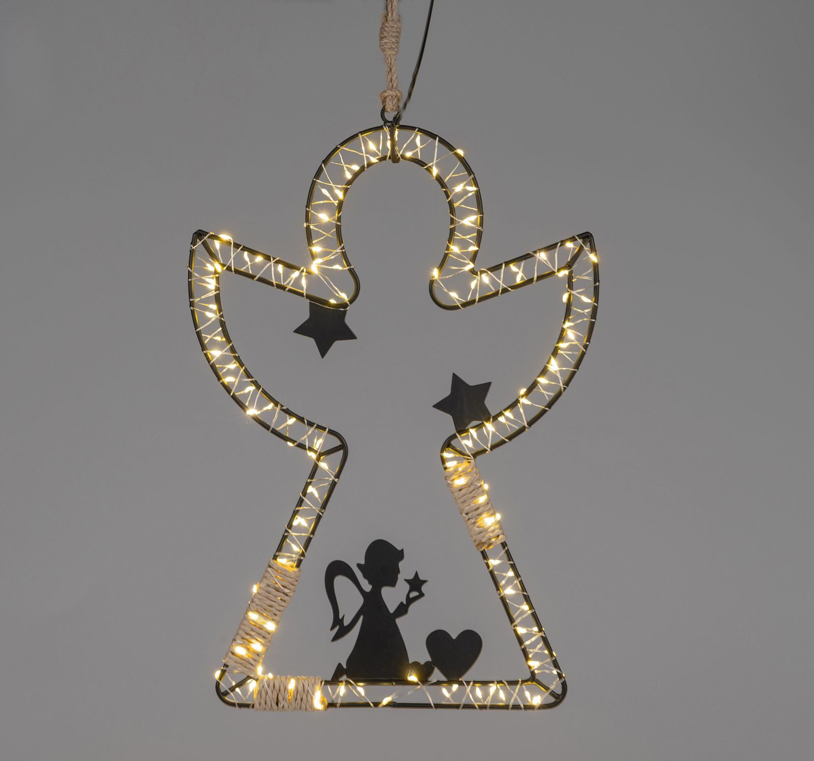 formano LED Dekolicht formano LED-Weihnachtshänger Engel mit Timer, 40 × 28 cm, LED fest integriert