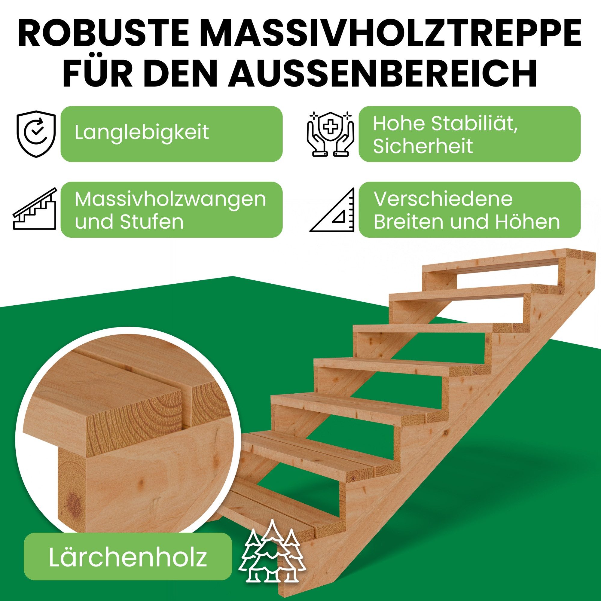 Gartenwelt Riegelsberger Außentreppe Terrassentreppe aus Lärche günstig online kaufen