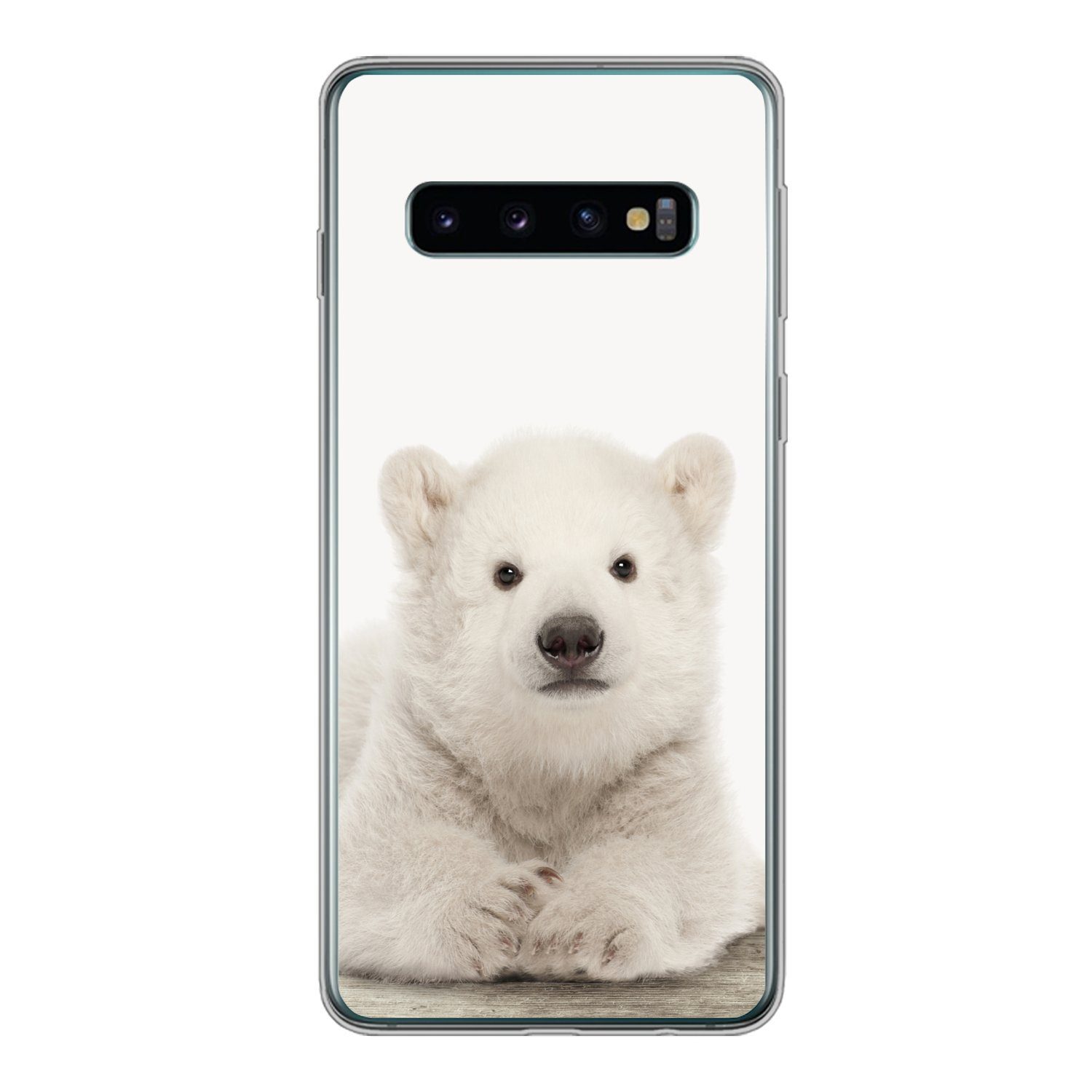 MuchoWow Handyhülle für Samsung Galaxy S10 Eisbär - Tiere - Kinder - Weiß - Jungen - Mädch, Phone Case, Silikon, Schutzhülle Dünn