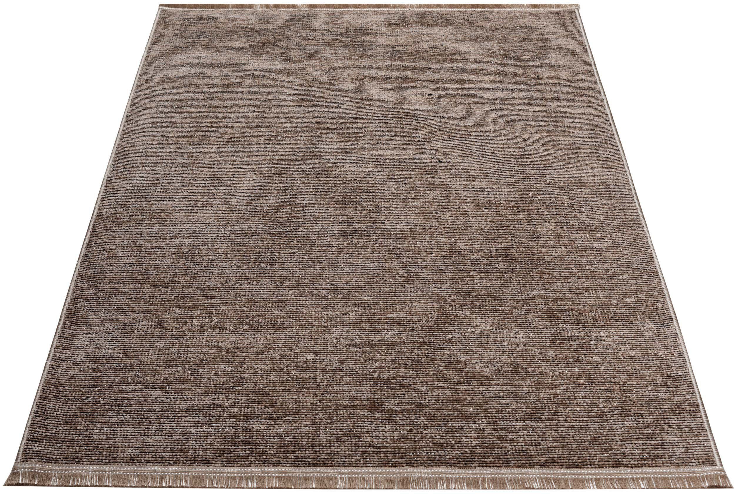 Teppich Stela, Sehrazat, und rechteckig, mm, Fransen Flachgewebe, Chenille Höhe: dunkelbeige mit waschbar, 5