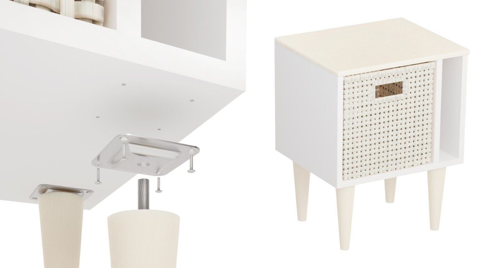 Prima-Online Möbelfuß Holz Möbelfuße Buche mit Zubehör 8-68cm Möbelbeine Gerade & Schräg – Bild 4 von 5