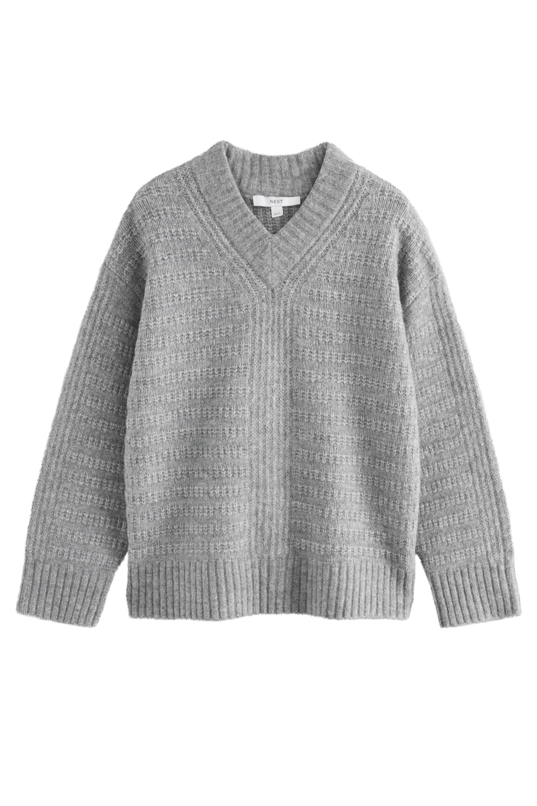 Next V-Ausschnitt-Pullover Gerippter, langer Pullover mit V-Ausschnitt (1-tlg)