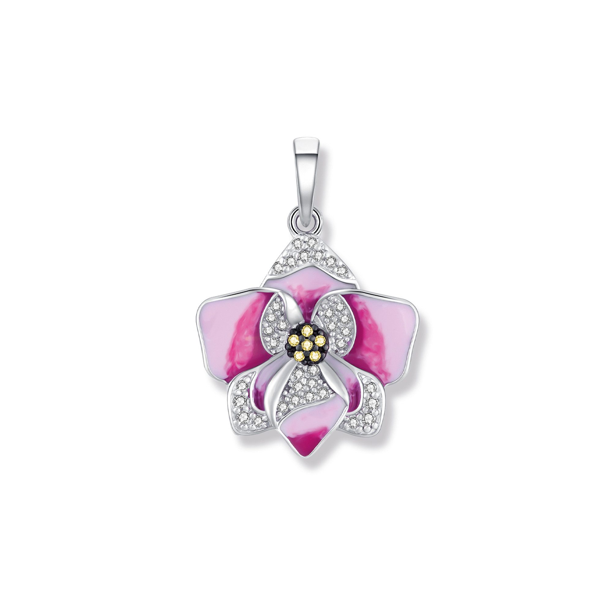 Seinerzeit FLORA & FAUNA Kettenanhänger Cynthia Orchideen Anhänger (1-tlg), Material: 925 Sterling Silber, rhodiniert, geschwärzt