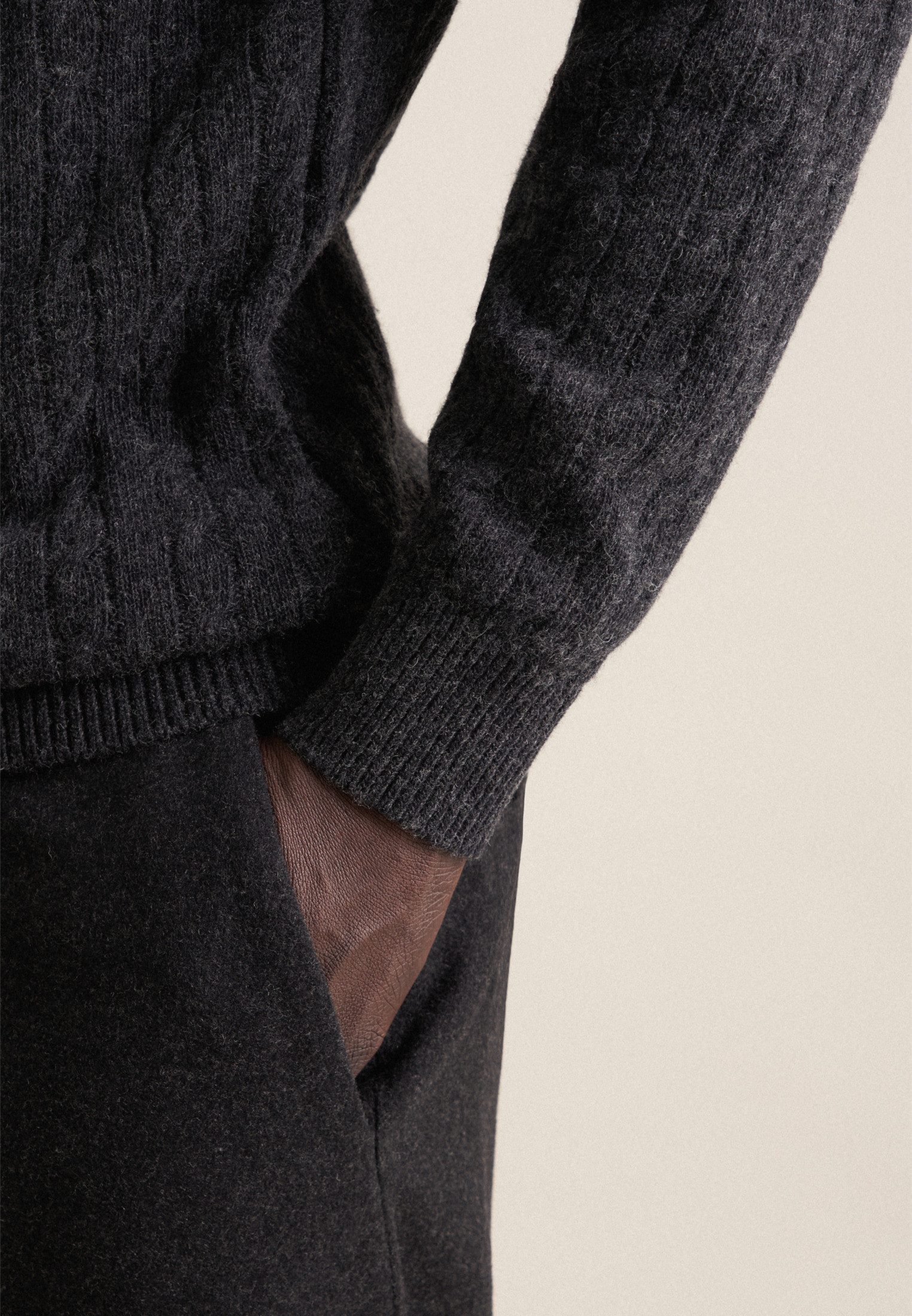 seidensticker Strickpullover Regular 1/1 Rundhals Zopfmuster