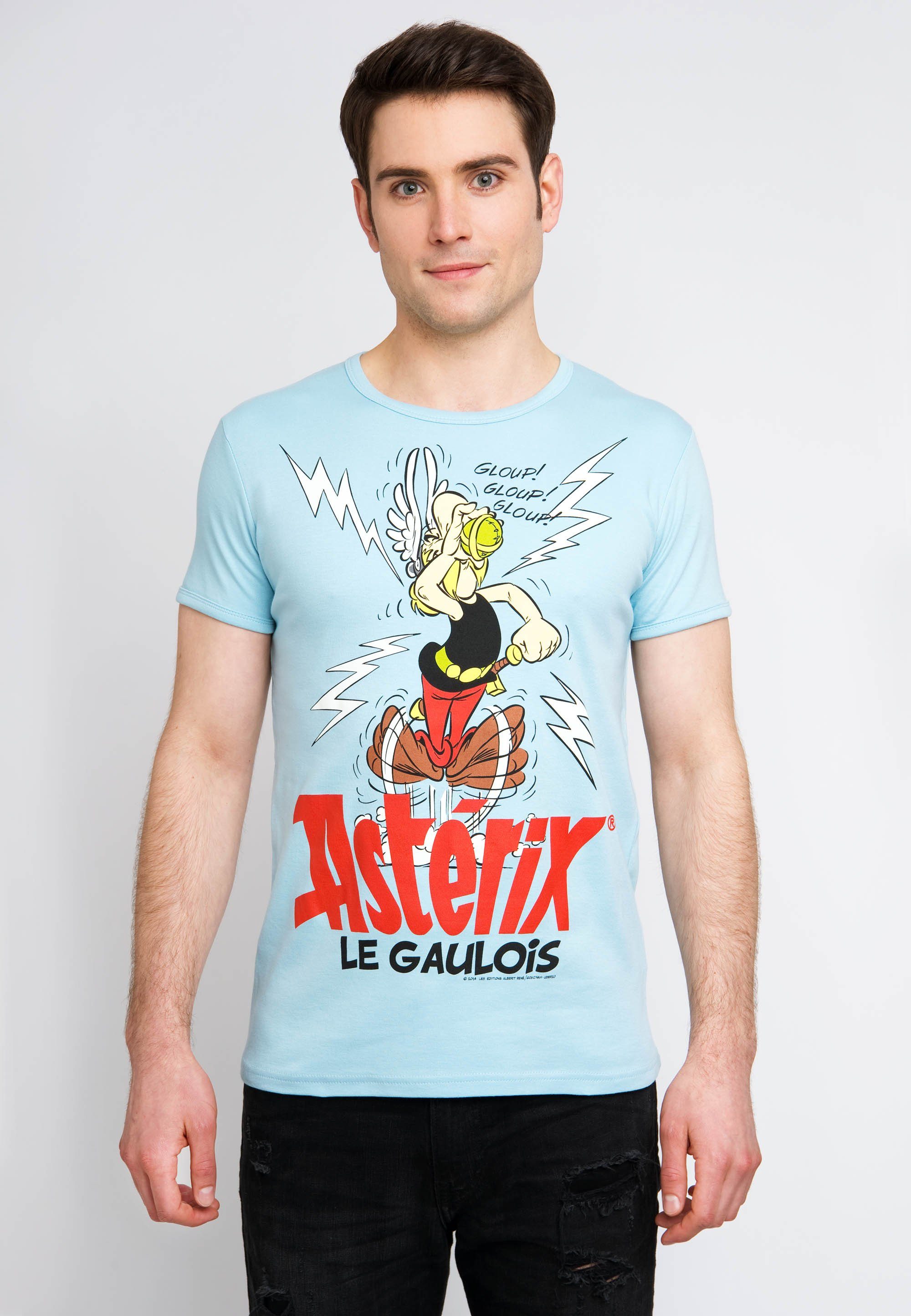 LOGOSHIRT T-Shirt Asterix Le hellblau Zaubertrank-Print mit Gaulois Asterix- und