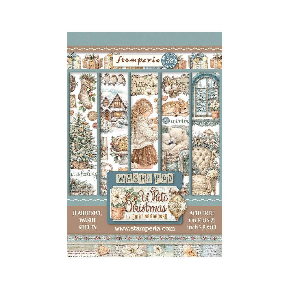 Stamperia Aufkleber White Christmas, 8 Blatt, DINA5