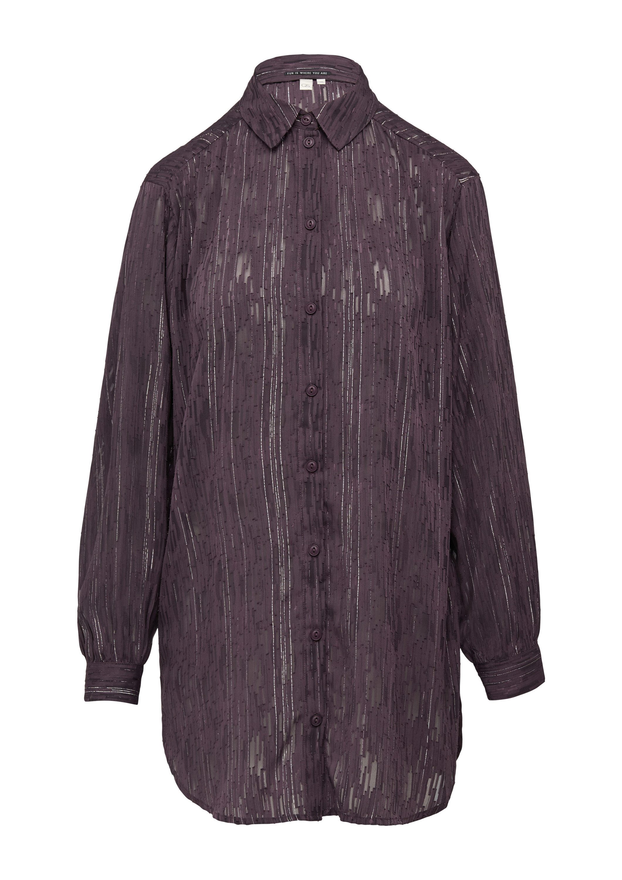 QS Langarmbluse Bluse Leicht transparente Longbluse mit Glanzeffekten günstig online kaufen