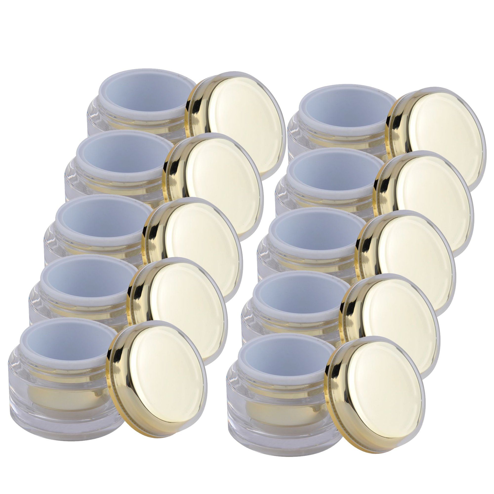 GS-Nails Kunstfingernägel 10 Gel Dosen 5ml Tiegel leer Acryl Gold Cremedosen Selbstabfüller, 10-tlg.