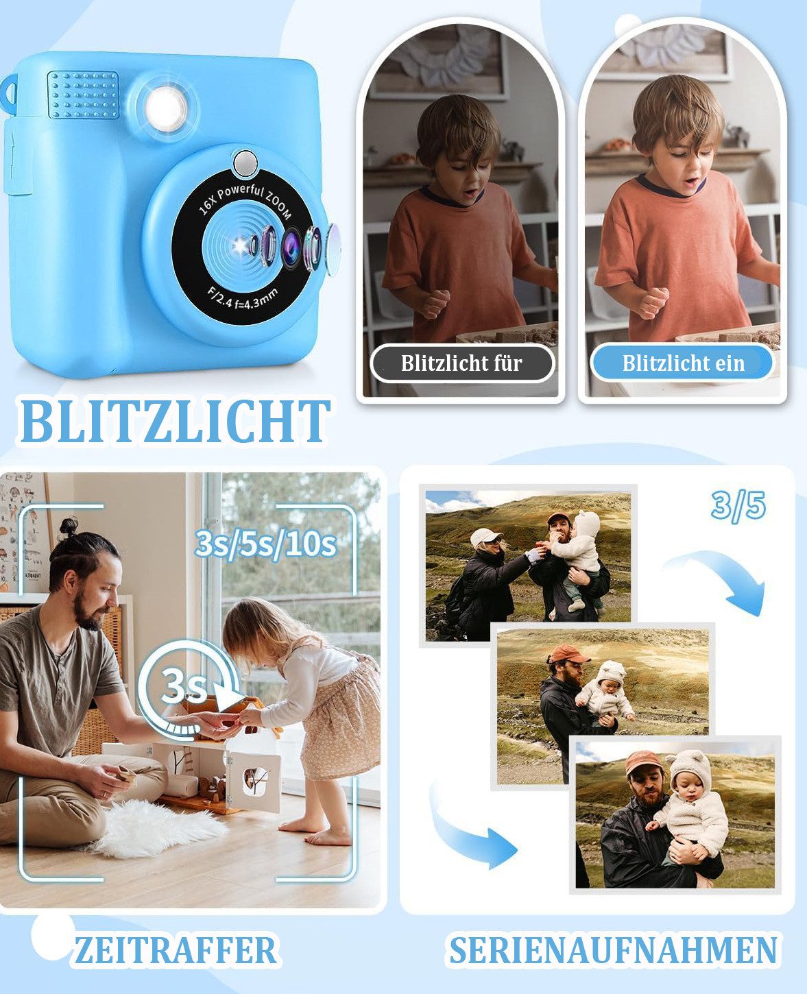 Coonoor 1080P Kinder-Digitalkamera, 2,4-Zoll-Kinderkamera Kinderkamera (Dig günstig online kaufen
