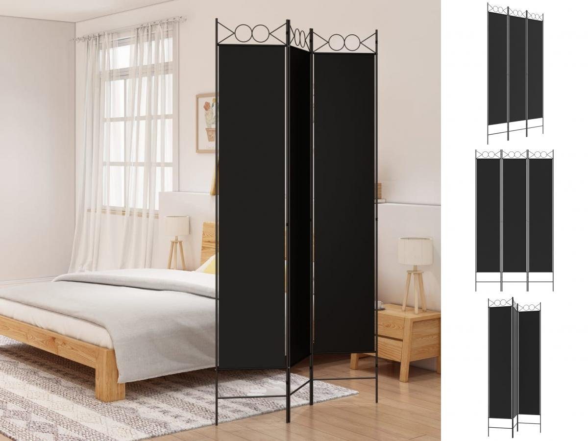 vidaXL Raumteiler 3-tlg Paravent Schwarz 120x220 cm Stoff Spanische Wand Raumteiler