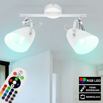 etc-shop LED Deckenleuchte, Leuchtmittel inklusive, Warmweiß, Farbwechsel, Decken Leuchte Fernbedienung Spot Strahler verstellbar weiß Lampe
