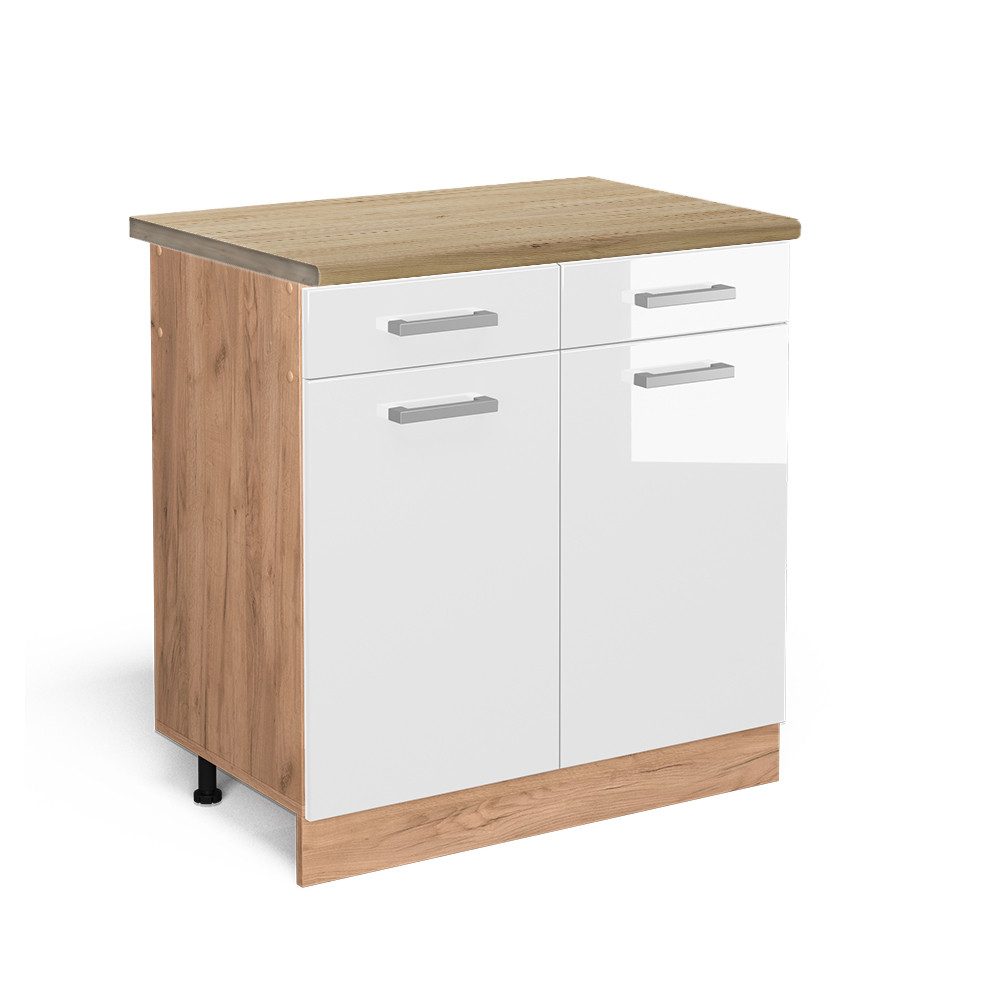 Vicco Unterschrank R-Line, Weiß Hochglanz/Goldkraft Eiche, günstig online kaufen