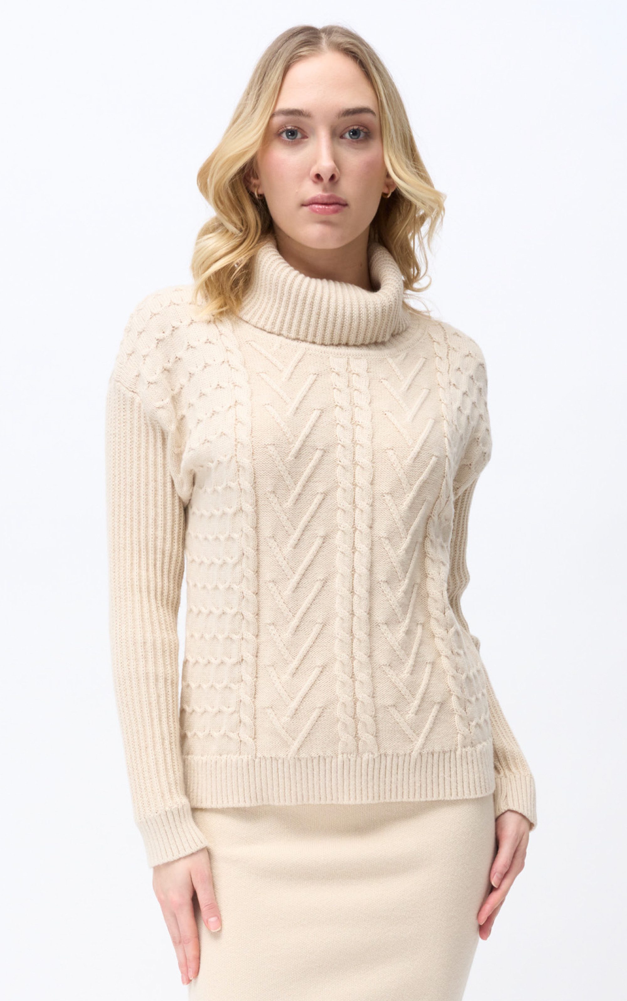 Passioni Strickpullover Rollkragenpullover mit Zopfmuster günstig online kaufen