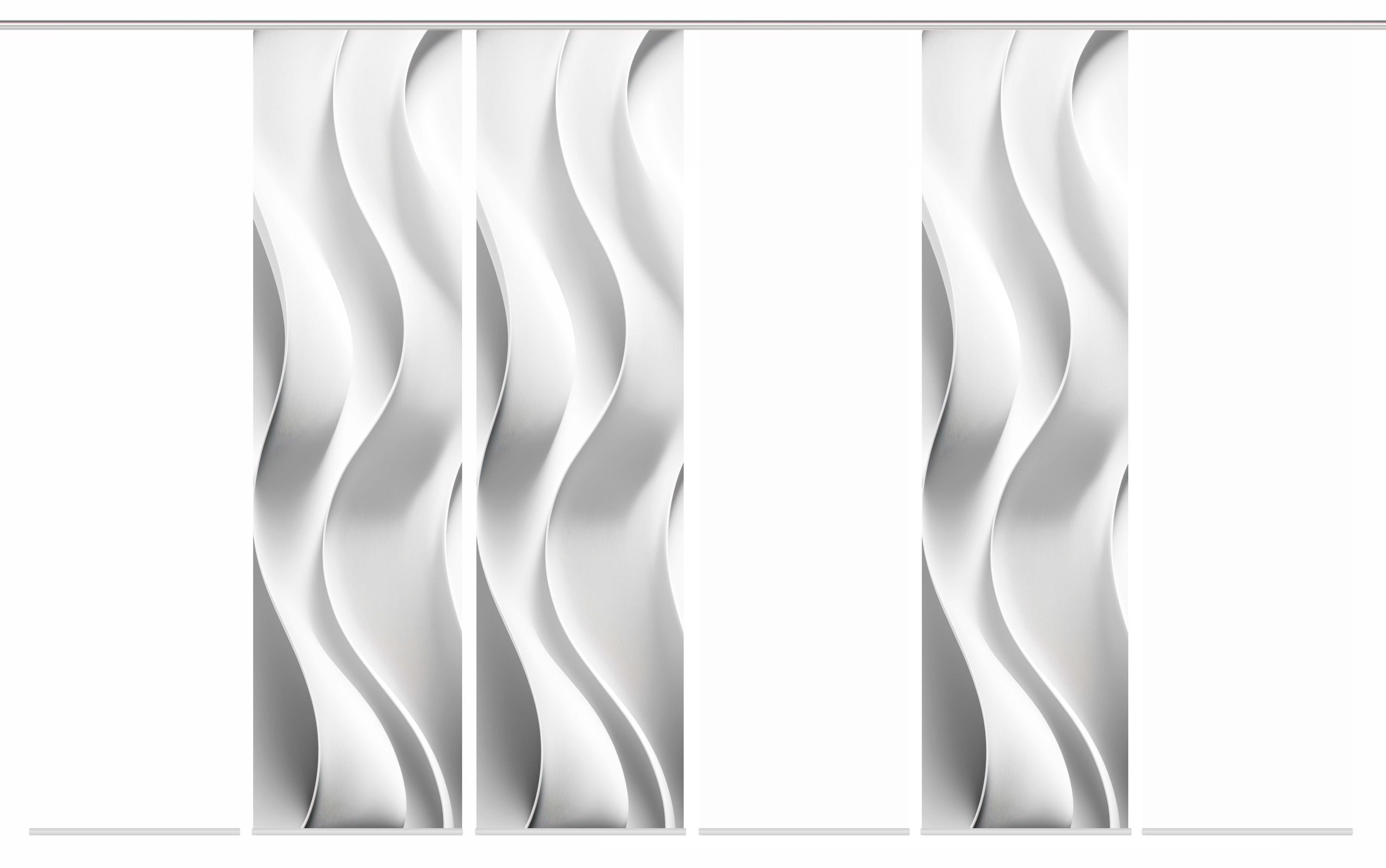 HOME WOHNIDEEN Schiebegardine Schiebegardine JAIR in Seidenoptik - Wellendruck, 245x60 cm, Zubehör (6 St), Paneelwagen, halbtransparent, 100% Polyester – Bild 2 von 5
