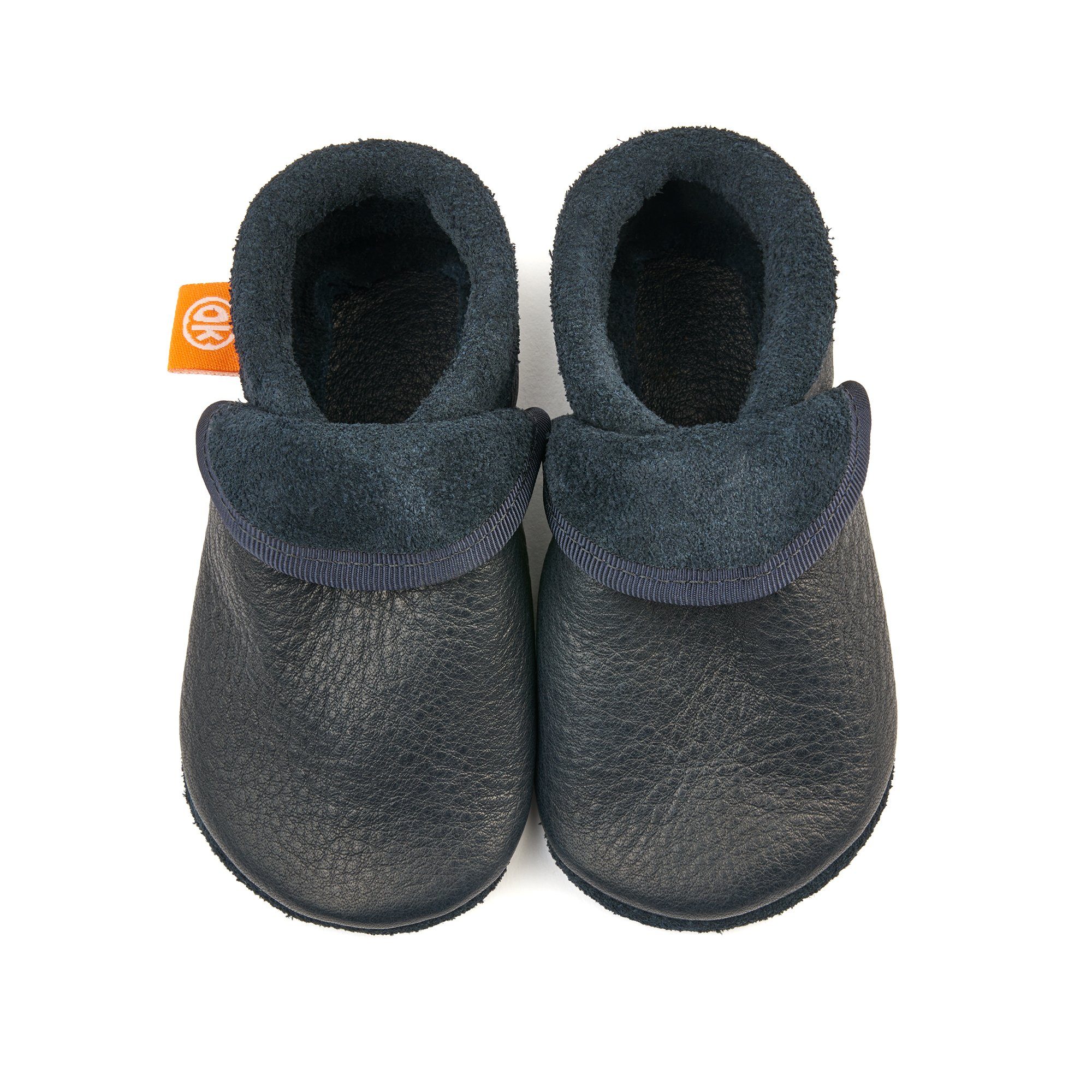 Orangenkinder® Klassik Dunkelblau Baby Krabbelschuh pflanzlich gegerbtes Leder, Made in Germany, atmungsaktiv