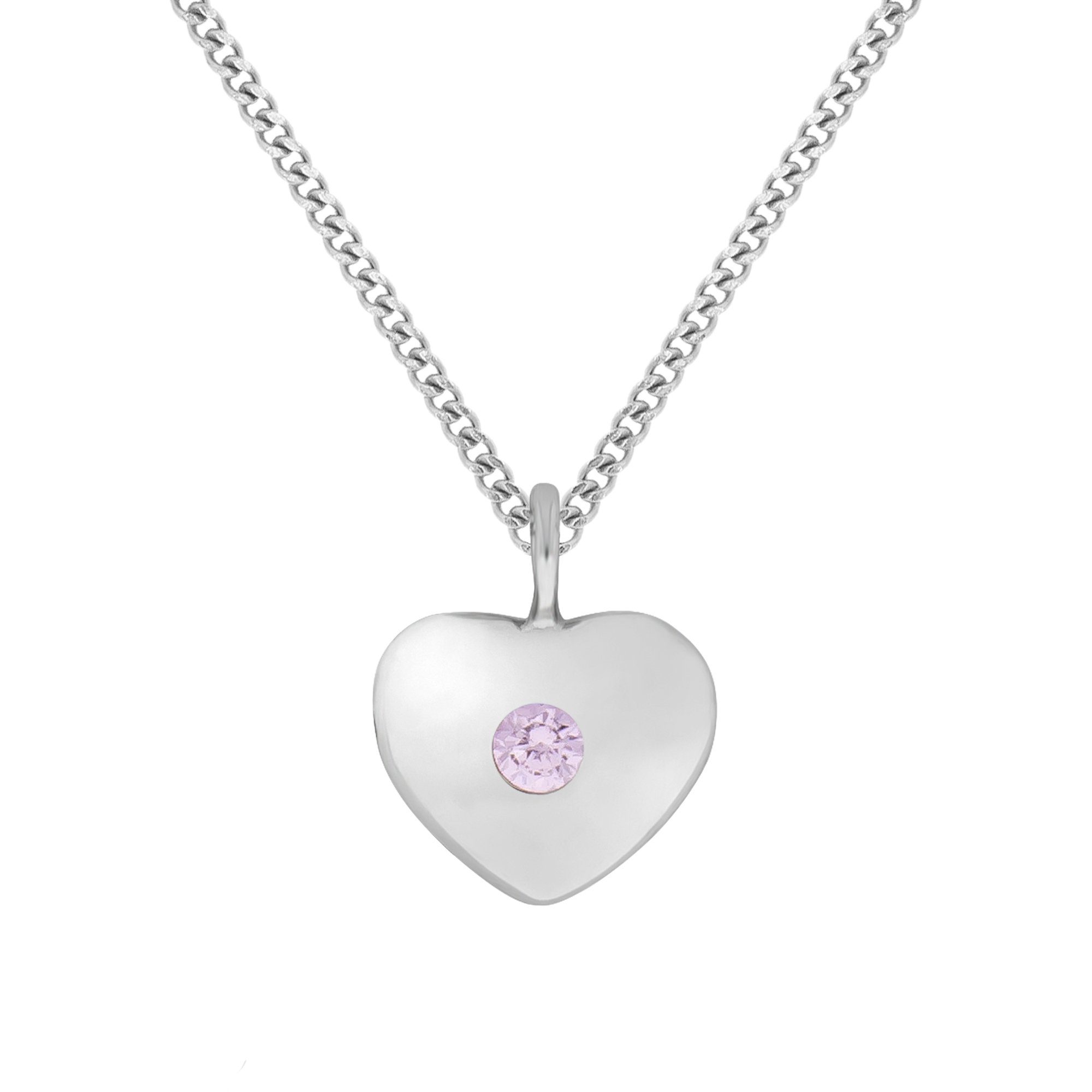 Zeeme Kette mit Anhänger Silber 925 Herz-Motiv Zirkonia pink