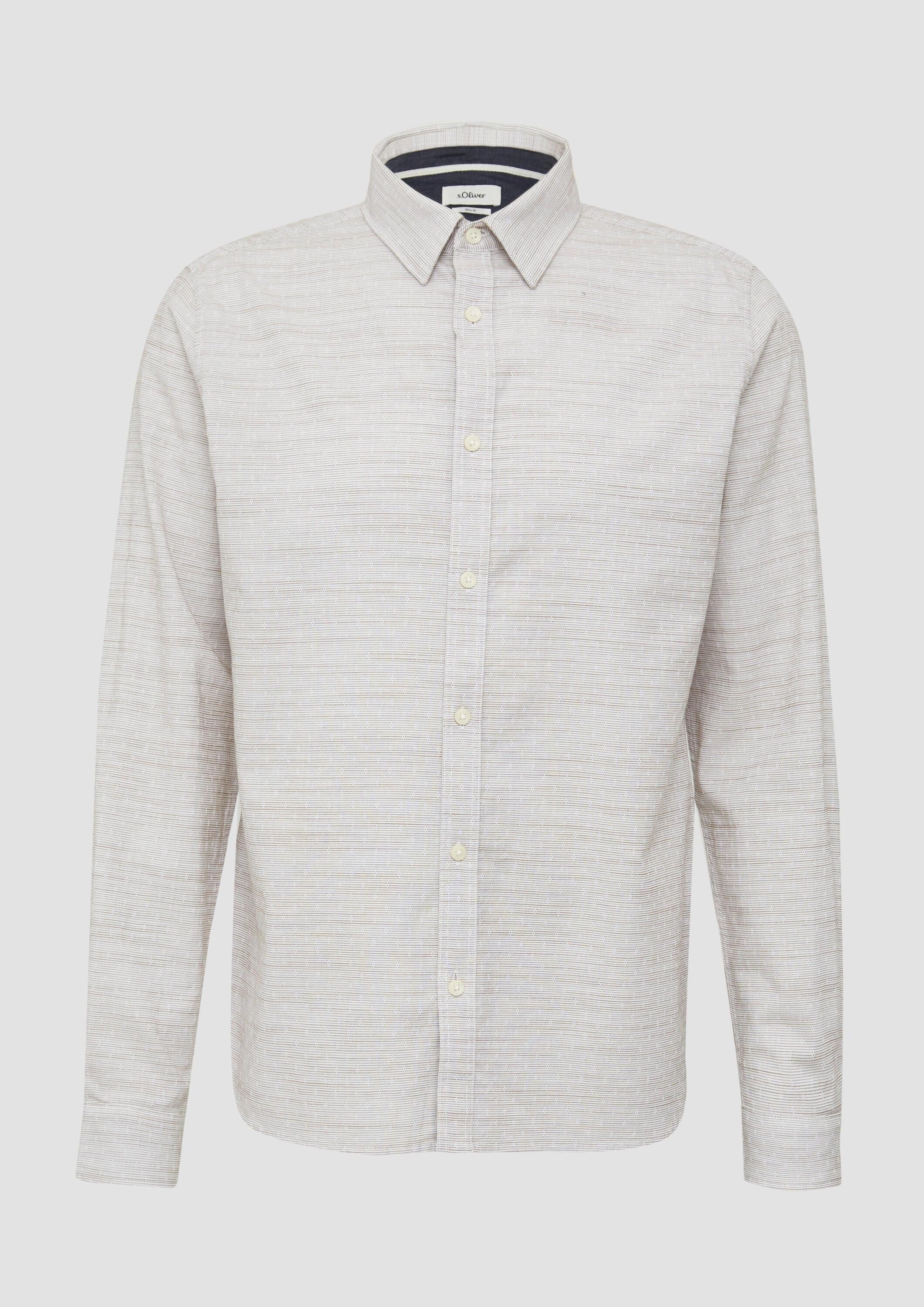 s.Oliver Langarmhemd Hemd Slim Fit: Strukturiertes Hemd mit Kentkragen