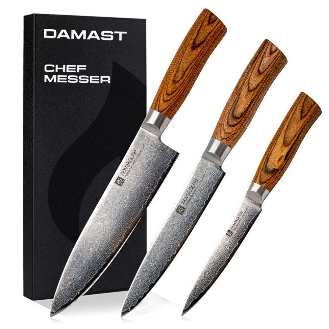LIVINA HOME Damastmesser Profi Chefmesser mit scharfer 20 cm Klinge aus 67 Lagen, Damaststahl, Damast Messer Japanischer Art, Geschenkbox, Oster Deal Sale!