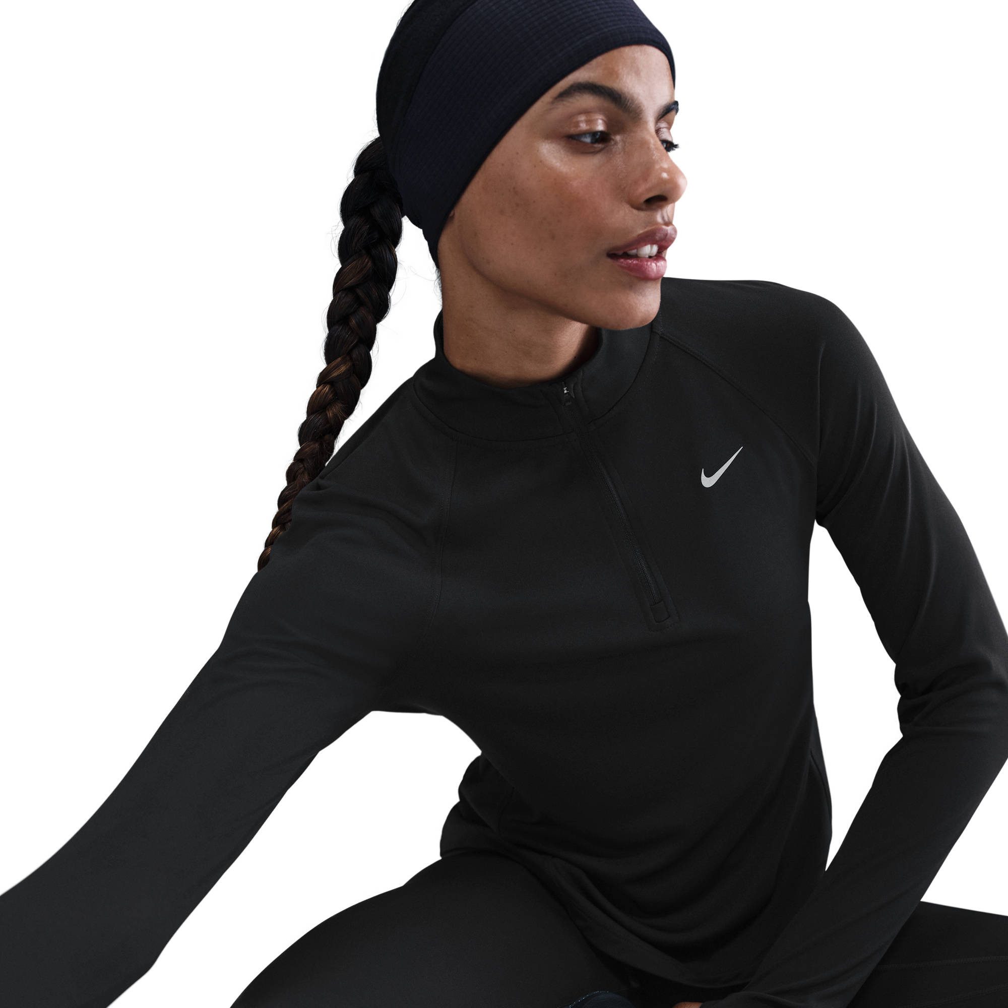 Nike Lauftop W NK TEMPO SWSH HBR DF HZ TOP mit Halbreißverschluss, schweißableitend