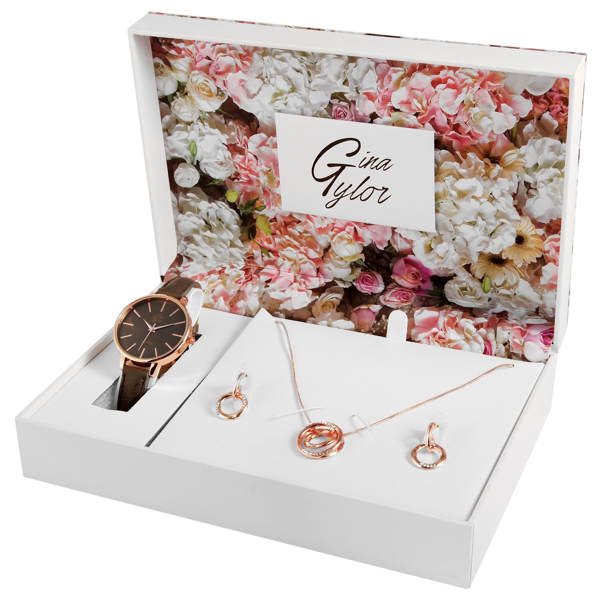 Schmuckset EX603 Gina Tylor Damengeschenkset mit Armbanduhr, Halskette und