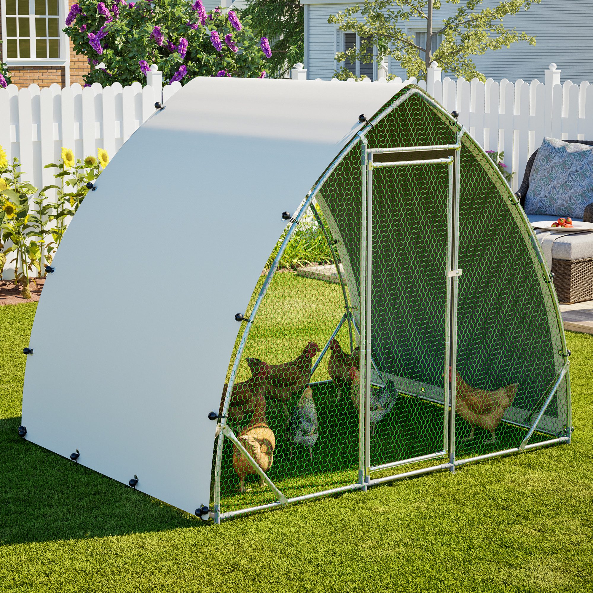 Thanaddo Hühnerstall 2.5 m x 2 m Arched Chicken Run – Free-Range Chicken Coop Enclosure