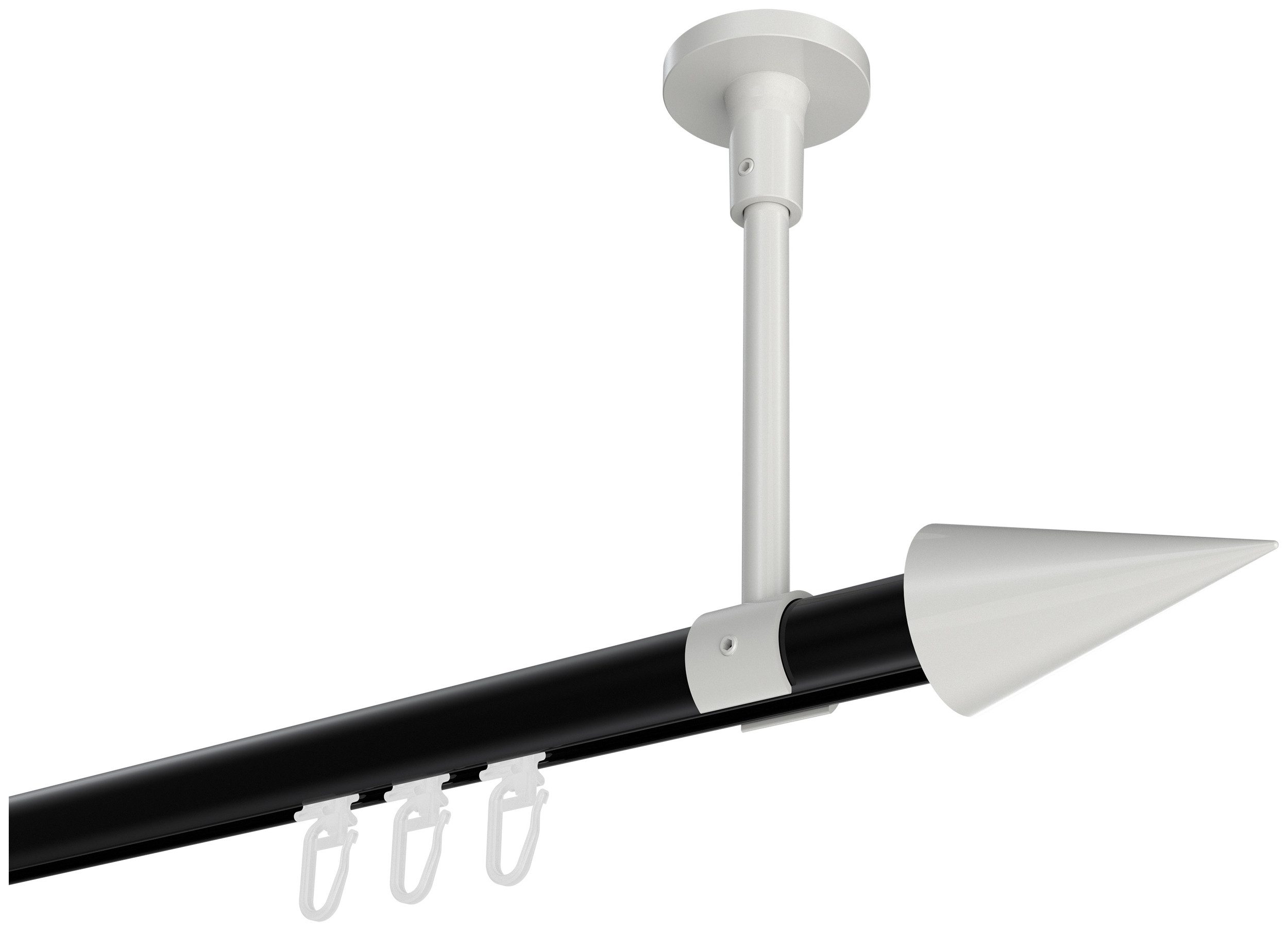 INTERDECO Innenlaufschiene Sonette Savio, Ø 20 mm, 1-läufig, Fixmaß, kürzbar, Deckenmontage, Aluminium, Schwarz / Weiß / Bicolor