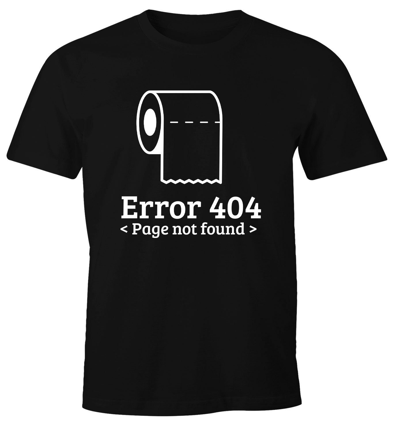 MoonWorks Print-Shirt Herren T-Shirt Aufdruck Error 404 Klopapier Parodie Hamsterkäufe Nerd Geek Coder lustige Sprüche MoonWorks® mit Print